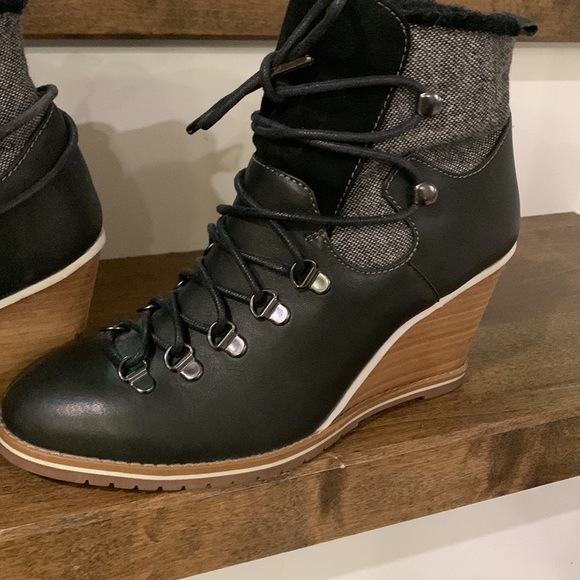 Leather Suede & Merino Wool Wedge Ankle Boot Emu Australia - Picture 5 of 10